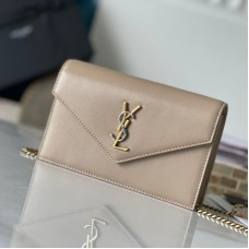 Replica Ysl Cassandre Envelope Chain Wallet In Beige Smooth Leather