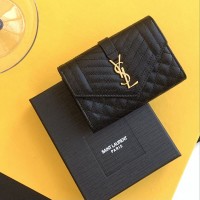 Replica Ysl Envelope Small Wallet in Mix Matelasse Black with Gold Hardware