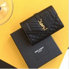 Replica Ysl Envelope Small Wallet in Mix Matelasse Black with Gold Hardware