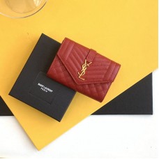 Replica Ysl Envelope Small Wallet in Mix Matelasse Red