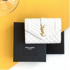 Replica Ysl Envelope Small Wallet in Mix Matelasse White