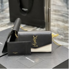 Replica Ysl Uptown Chain Wallet In Black and White