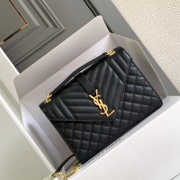 Replica Ysl Medium Envelope Bag in Black with gold Harewear