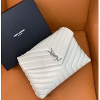 Replica Ysl Medium LouLou Bag in white with silve