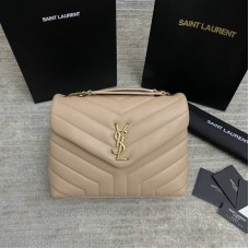Replica Ysl Small Loulou Bag in Beige with gold