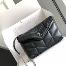 Replica YSL Puffer Toy Bag Black with Silver Hardwear