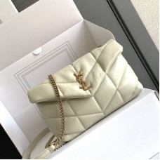 Replica YSL Puffer Toy Bag White with gold