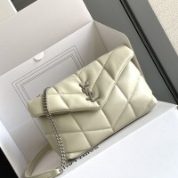 Replica YSL Puffer Toy Bag White with Silver